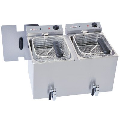 Electric counter fryer 2× 8 L with drain tap Diamond WR-FED8-RV