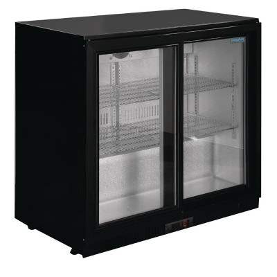 Arrière-bar 2 portes coulissantes série G noir 198L Polar | Frigo Horeca Materiel Arrière-bar 2 portes coulissantes série G noir 198L Polar | Frigo Horeca Materiel