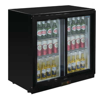 Arrière-bar 2 portes coulissantes série G noir 208L Polar | Frigo Horeca Materiel Arrière-bar 2 portes coulissantes série G noir 208L Polar | Frigo Horeca Materiel