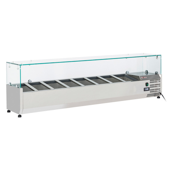 Frigo saladette pizza, avec vitre, 1800 mm