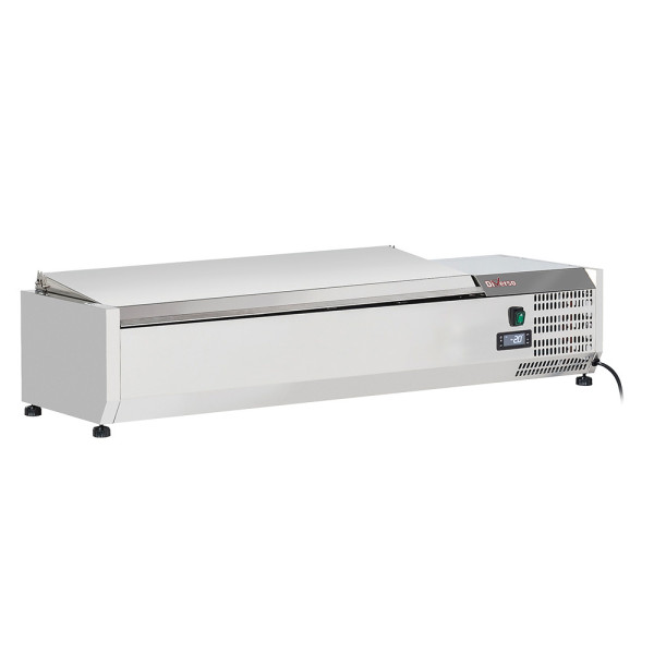 Frigo saladette pizza, avec couvercle inox, 1200 mm