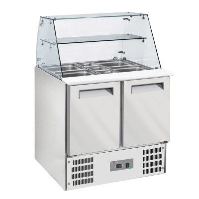 Table frigo avec saladette, compact, 2 portes, avec vitres | Frigo Horeca Table frigo avec saladette, compact, 2 portes, avec vitres | Frigo Horeca