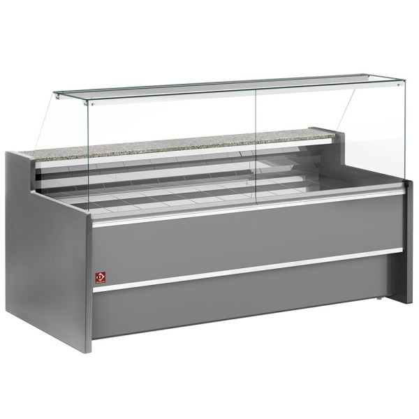 Display counter 1,5 meters, with 90° upright glass, ventilated, with reserve FC15/G8-VR2