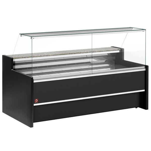 Display counter 2 meters, with 90° upright glass, ventilated, with reserve FC20/B5-VR2