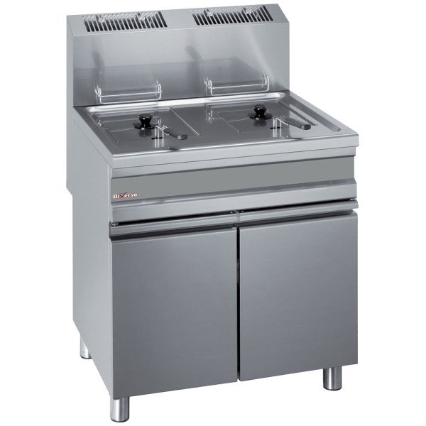 Friteuse gaz sur armoire 2× 15 L 2 cuves avec robinet de vidange Diverso WR-GF30-G2