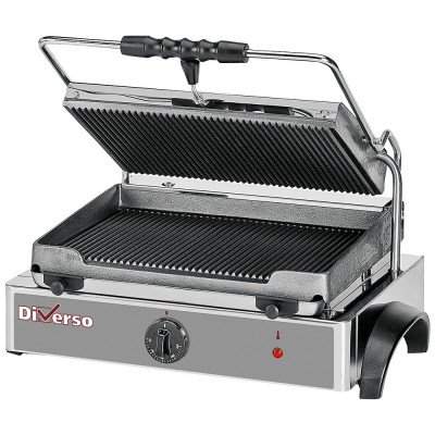 Medium electric panini grill grooved plates heating Diverso WR-GRPN-43
