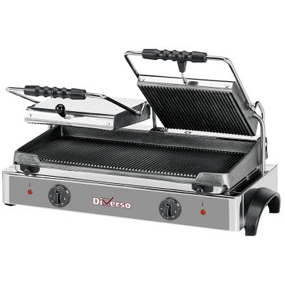 Double electric panini grill grooved plates heating Diverso WR-GR82-62