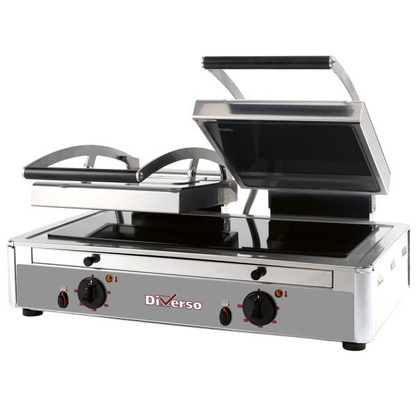 Double electric panini grill flat plates ceramic glass Diverso WR-LGVE-62