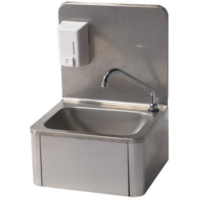 Wall-mounted stainless hand wash basin with 500 ml soap dispenser DIAMOND | Frigo Horeca
