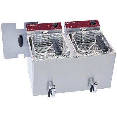 Electric fryer 2× 8 L 2 tanks with drain tap Diamond F8E/D2