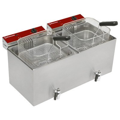 Electric fryer 2× 12 L 2 tanks with drain tap Diamond F12E/D2