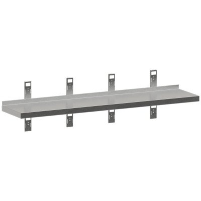 Stainless wall shelf 2000 mm with 4 brackets and 4 rails DIAMOND | Frigo Horeca