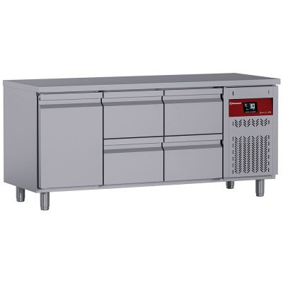 Refrigerated table 405 L 1-door + 4 drawers (2 CA1/2 blocks) ventilated DIAMOND | Frigo Horeca