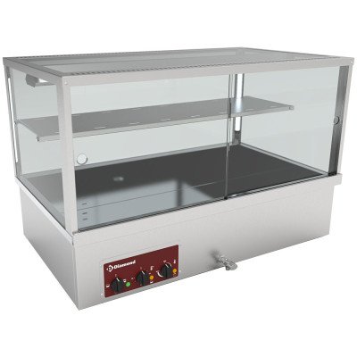 Vitrine chauffante bain-marie panoramique 3 GN1/1 35 kW Diamond VBME-3X