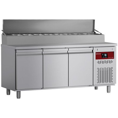 Ventilated saladette 3 doors GN1/1 + 10× GN1/4 structure Diamond DTS-7/P9H2