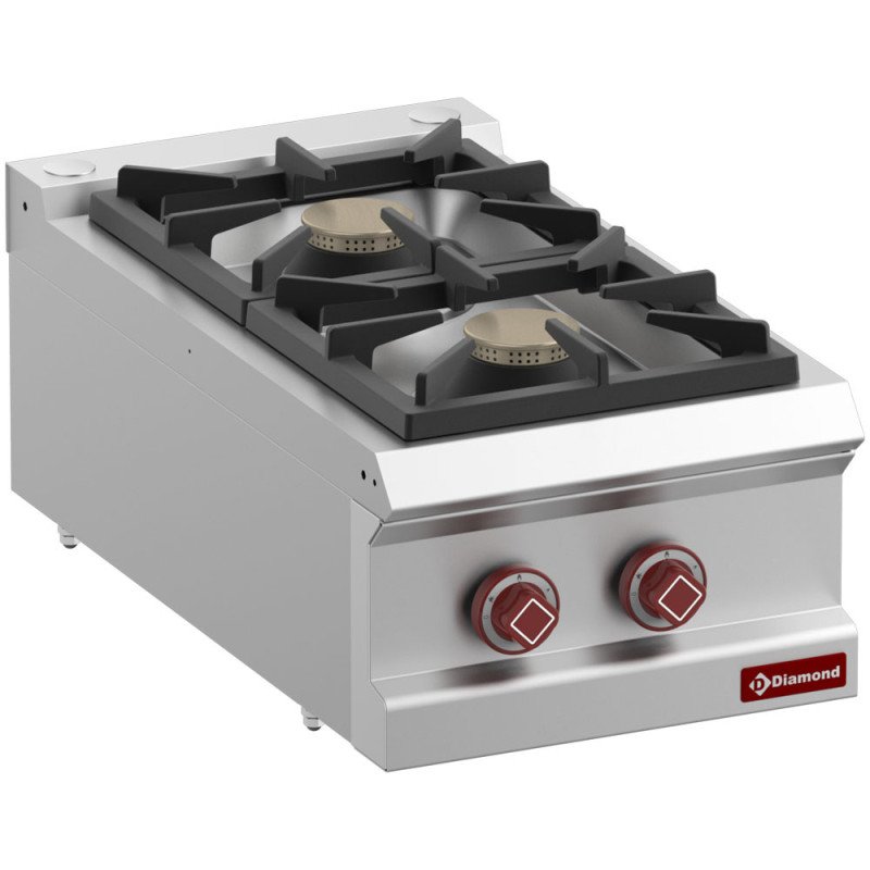 2-burner open gas range counter 14 kW OPTIMA 700 Diamond G7/2B4T-N