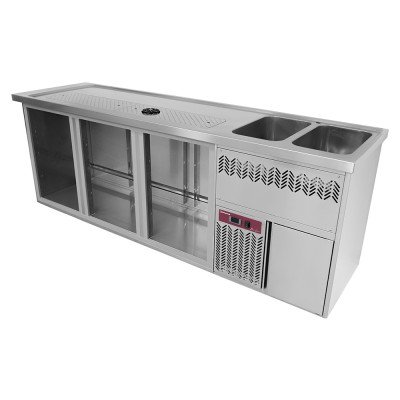 Comptoir bar réfrigéré 3 portes groupe droite Diamond KBR/32D
