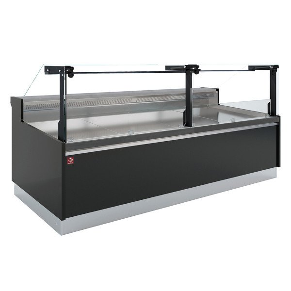 Refrigerated serve-over display counter 2600 mm straight glass with storage Diamond DPT26-V5