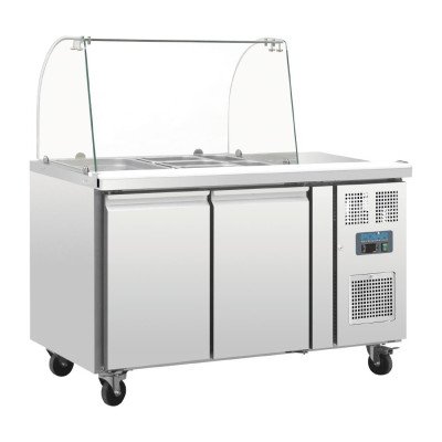 Prep counter refrigerated GN with sneeze guard Series U 2 doors CT393 Polar