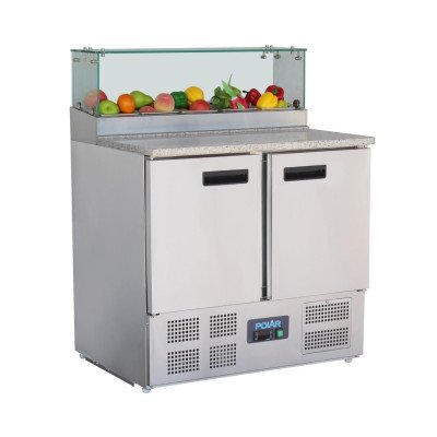 Pizza counter 2 doors with sneeze guard glass Series G 257 L GH266 Polar