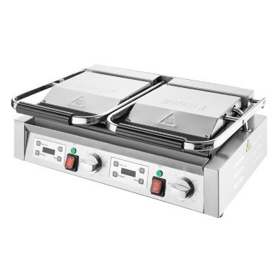Contact grill double plates grooved Buffalo CU611