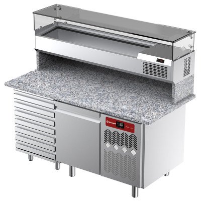 Refrigerated pizza counter ventilated 1-door granite Diamond TPC-165/PL2