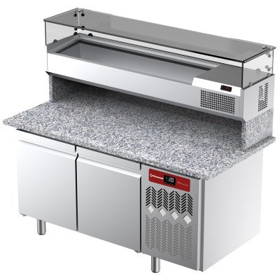 Refrigerated pizza counter ventilated 2-door granite Diamond TPP-165/PL1