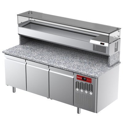 Refrigerated pizza counter ventilated 3-door granite Diamond TPP-205/PL3