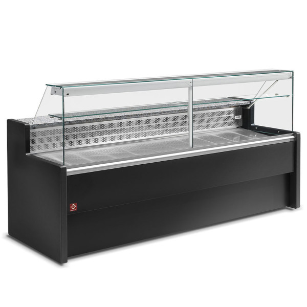 Display counter 2,5 meters static with 90° glass RO25/B5-R2