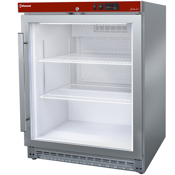 Ventilated fridge with glass door 150 litres PV201X/G-R6