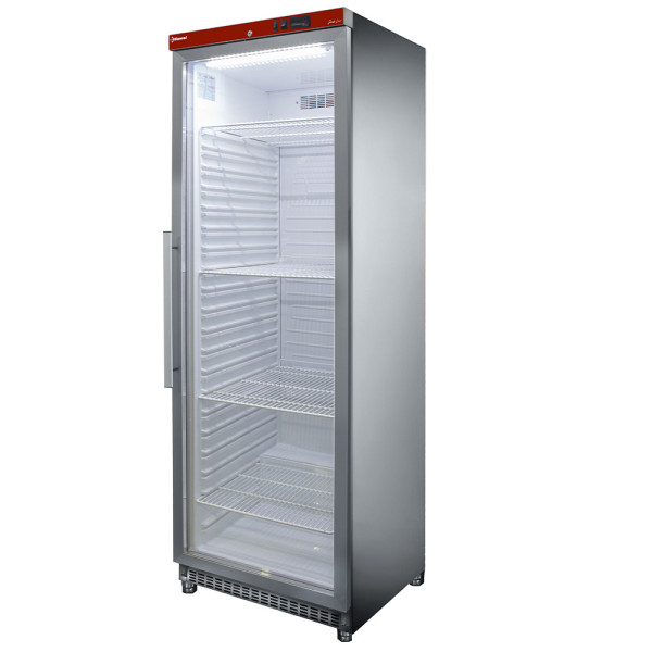 Ventilated glass door drinks fridge, 400 litres stainless steel PV400X/G-R6