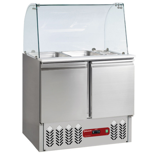 Table frigo avec saladette, compact, 2 portes, avec vitres