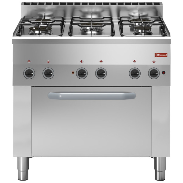 5-burner gas hob, 4x GN 1/1 electric convection oven