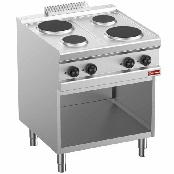 Electric cooker, 4 round hotplates, cabinet-mounted