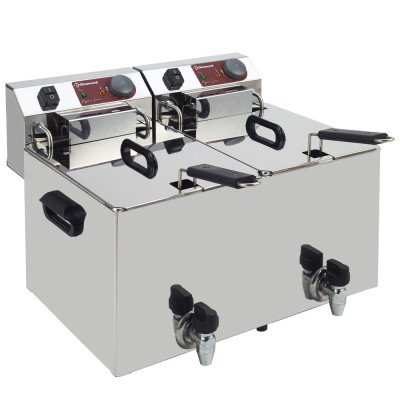 Electric counter fryer 2× 10 L with drain tap Diamond EF102-TN