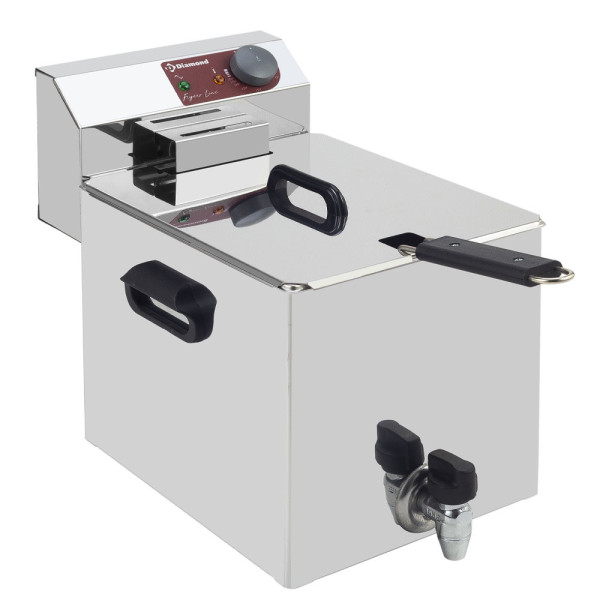 8-litre electric table-top deep fryer + drain tap