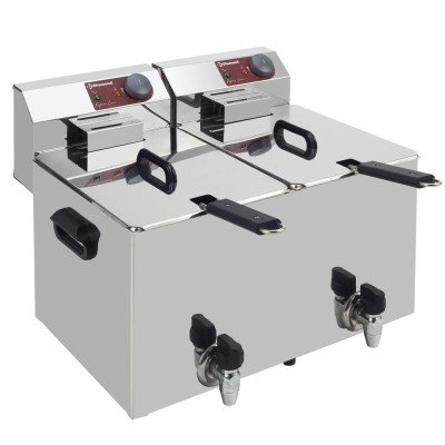 Electric counter fryer 2× 8 L with drain tap Diamond EF82-KN