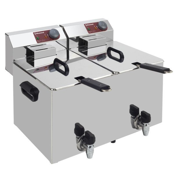Friteuse électrique de table 2× 8 L avec robinet de vidange Diamond EF82-KN