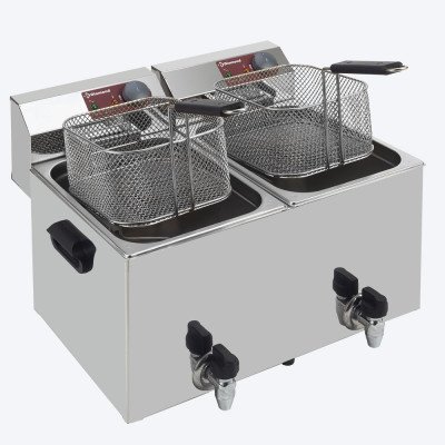 Friteuse électrique de table 2× 8 L avec robinet de vidange Diamond EF82-KN