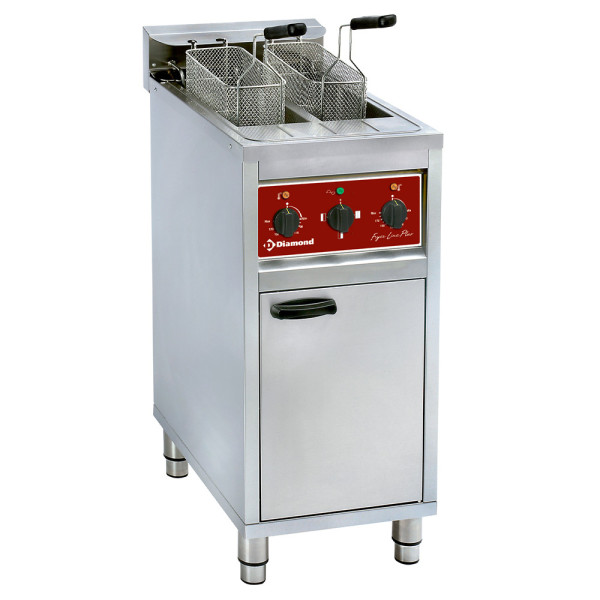 2x 10 bed electric fryer on cabinet