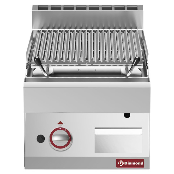 Lava stone grill, 1/2 module, double-sided cast iron grill