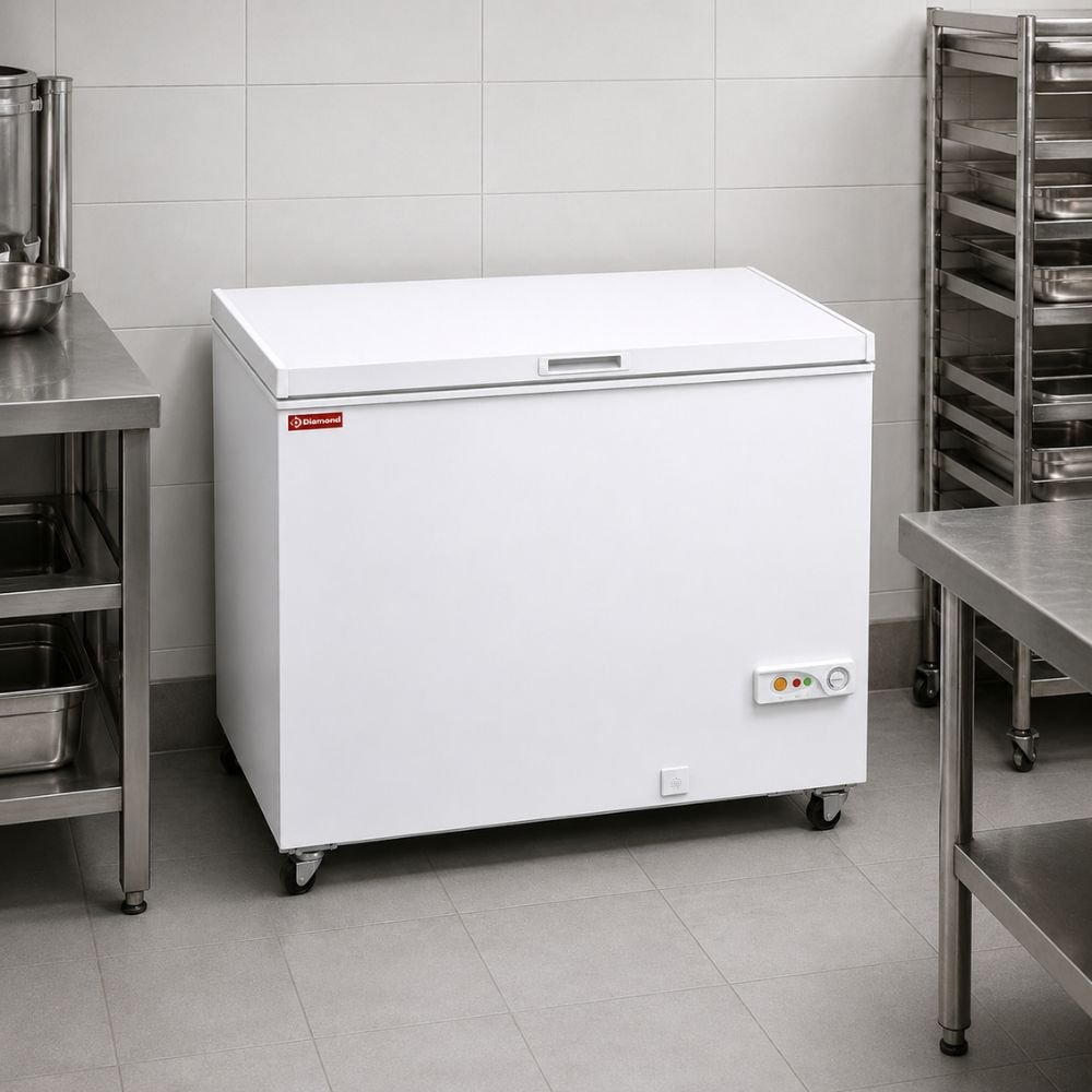 Frigo bahut professionnel blanc sur roulettes, mat&eacute;riel frigorifique professionnel pour la restauration